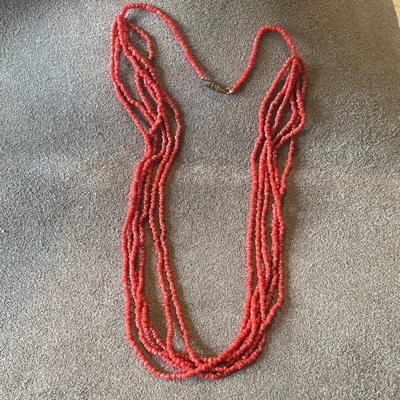 Jewelry - Vintage Red Coral Multi Strand Bead Necklace